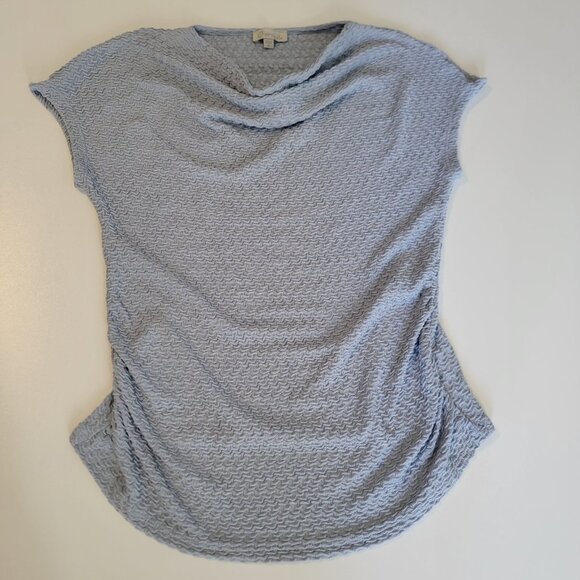Chenault Blouse Rusched Drape Neck Whimsigoth Fairycore Top Women's M Sky Blue - Picture 2 of 8